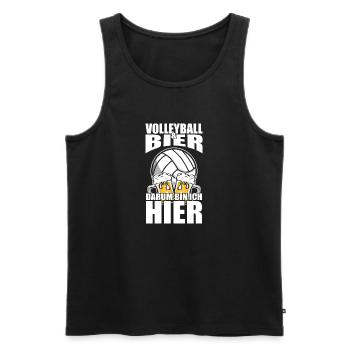 Lustiger Spruch Volleyball Bier darum bin ich hier - Männer Premium Bio Tank Top - Schwarz - Vorne - Michal (187cm)