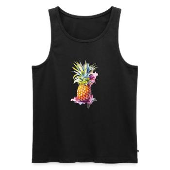 ananas - Débardeur bio Premium Homme - noir - Devant - AI Model Male 178 light (178cm)
