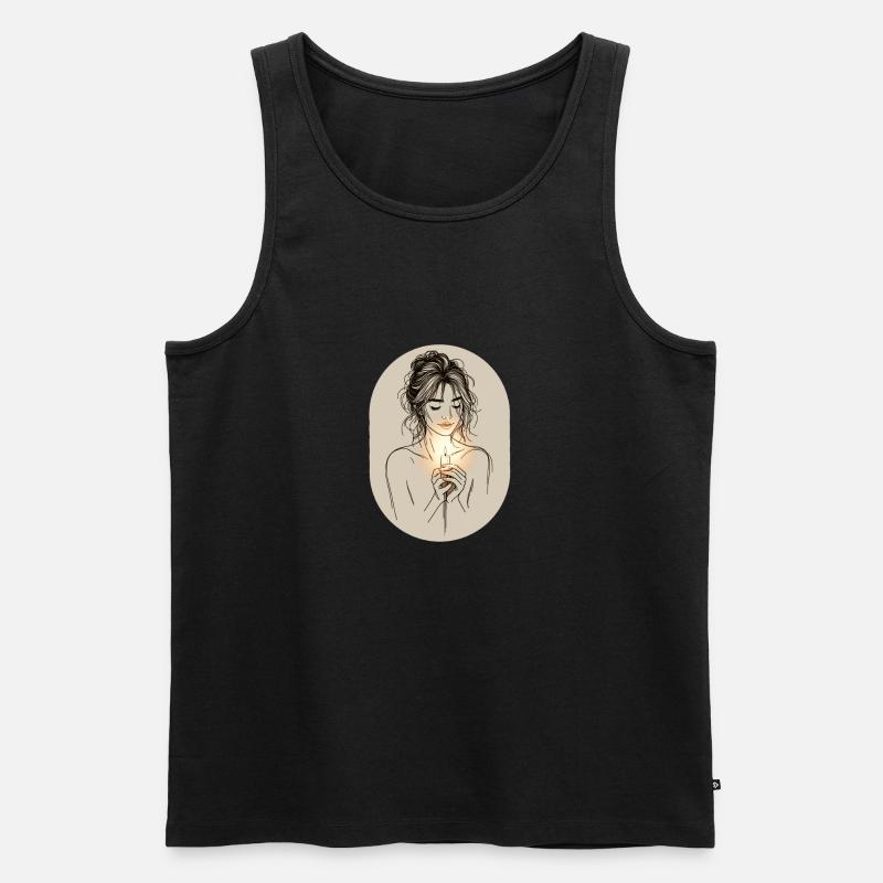 Frau mit Kerze - Männer Premium Bio Tank Top - Schwarz