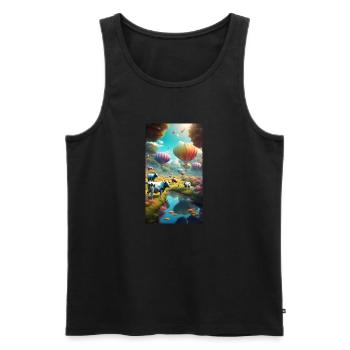 Kühe und Heissluftballons - Männer Premium Bio Tank Top - Schwarz - Vorne - Michal (187cm)