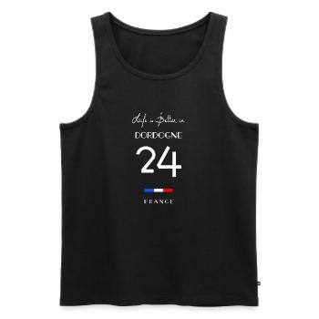 La vie est meilleure à DORDOGNE Numéro 24 Périgord - Débardeur bio Premium Homme - noir - Devant - AI Model Male 178 light (178cm)
