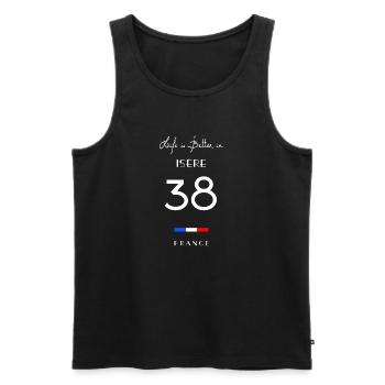Life is better in ISÈRE Number 38 Rhône Alpes Fran - Men's Premium Organic Tank Top - black - Front - AI Model Male 178 light (178cm)