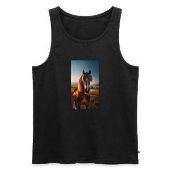 Horse - Men's Premium Organic Tank Top - black - Front - Michal (187cm)