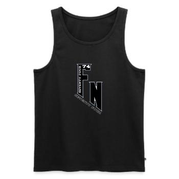 Monogram FN74 Emblème Urbain - Débardeur bio Premium Homme - noir - Devant - AI Model Male 178 light (178cm)