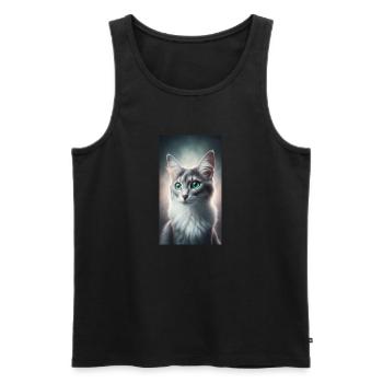 Cat - Men's Premium Organic Tank Top - black - Front - Michal (187cm)