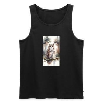 Eule im Aquarell - Männer Premium Bio Tank Top - Schwarz - Vorne - Michal (187cm)