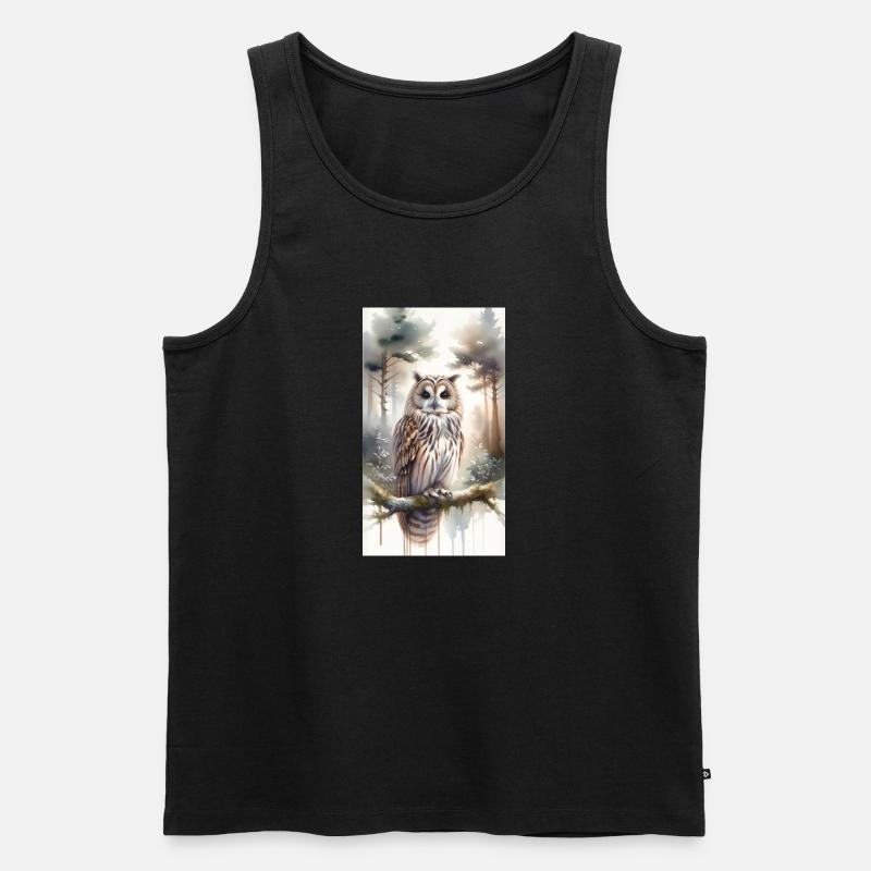 Eule im Aquarell - Männer Premium Bio Tank Top - Schwarz