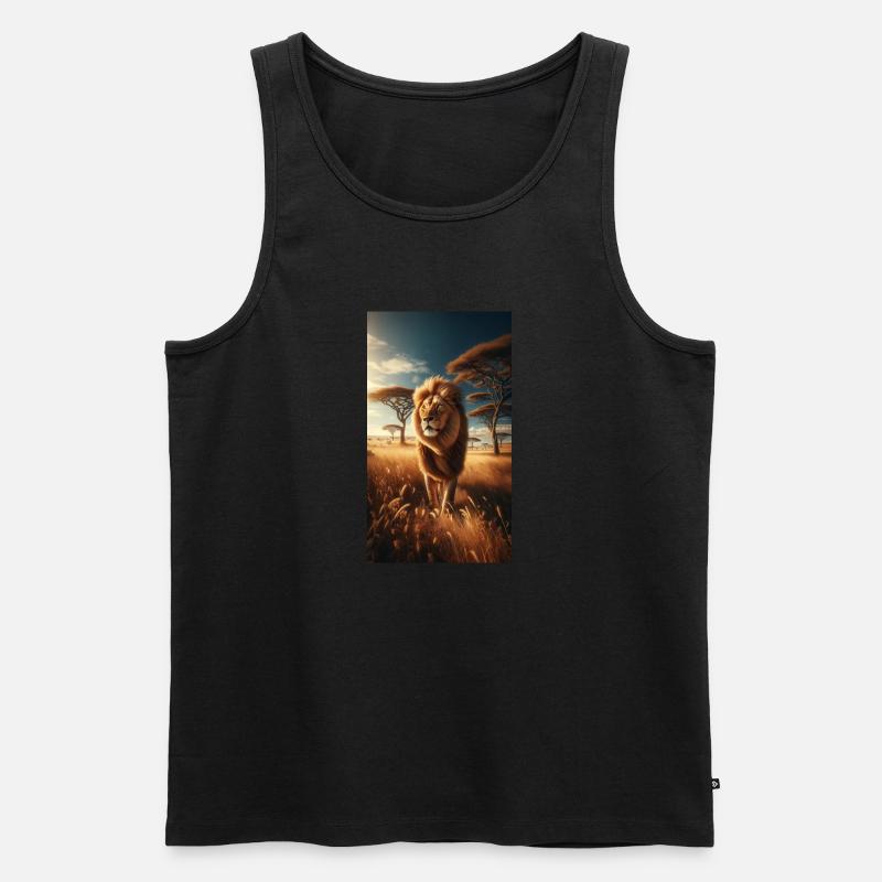 Löwe in der Savanne - Männer Premium Bio Tank Top - Schwarz