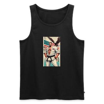 American Karate MASTER - Men's Premium Organic Tank Top - black - Front - Michal (187cm)