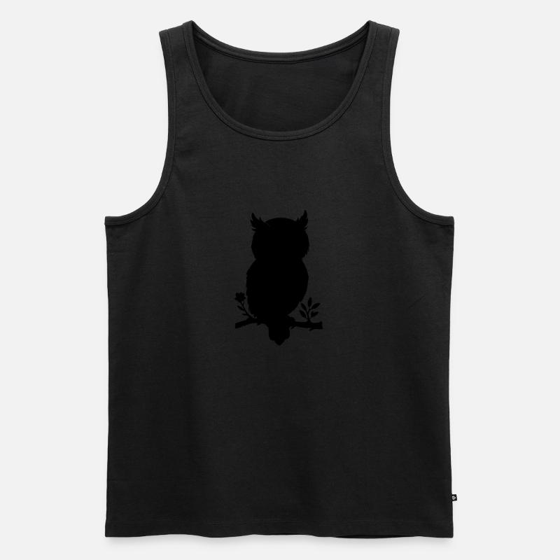 Eule - Scherenschnitt - Männer Premium Bio Tank Top - Schwarz