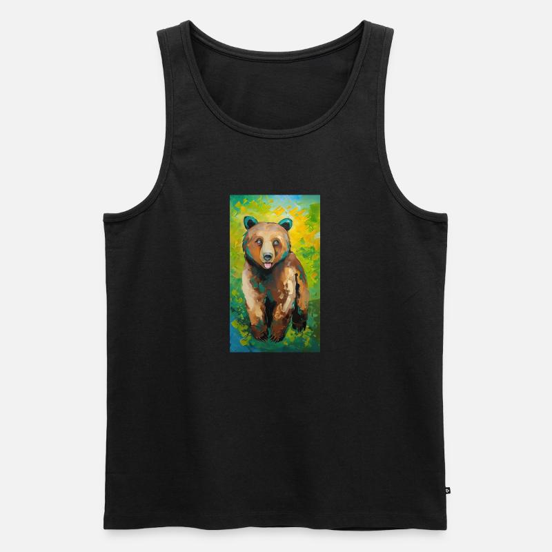 Bear Painting Bär Gemälde - Männer Premium Bio Tank Top - Schwarz