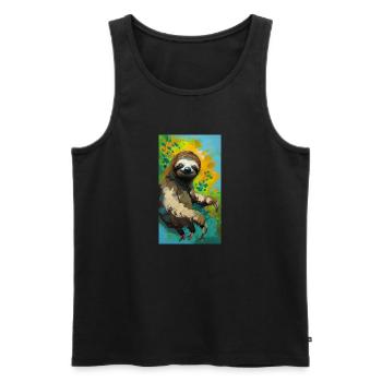 Sloth Painting Faultier Gemälde Kunst Comic Art - Men's Premium Organic Tank Top - black - Front - AI Model Male 178 light (178cm)