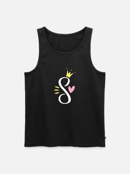 Buchstabe S Anfangsbuchstabe Krone - Männer Premium Bio Tank Top - Schwarz