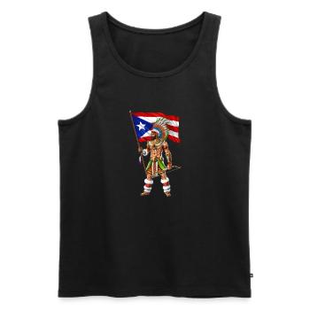 Puerto Rico Boricua Warrior - Men's Premium Organic Tank Top - black - Front - AI Model Male 178 light (178cm)
