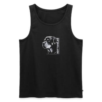 Tête de dessin ROTTWEILER argent - Débardeur bio Premium Homme - noir - Devant - AI Model Male 178 light (178cm)