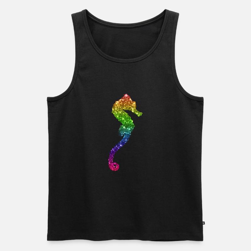 Party Seepferdchen Glitzer - Männer Premium Bio Tank Top - Schwarz