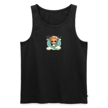 Dog Shiba Inu Adventure Parachute Jump - Men's Premium Organic Tank Top - black - Front - AI Model Male 178 light (178cm)