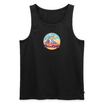 Hund Shiba Inu Auto Reise Sommer Urlaub - Männer Premium Bio Tank Top - Schwarz - Vorne - AI Model Male 178 light (178cm)