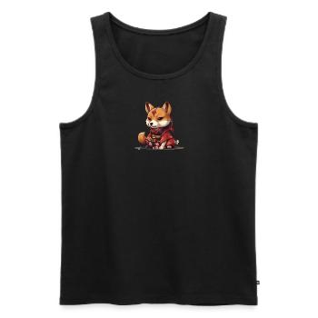 Japanese dog Shiba Inu samurai in yukata - Men's Premium Organic Tank Top - black - Front - AI Model Male 178 light (178cm)