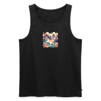 Japanese dog Shiba Inu cherry blossoms Japan - Men's Premium Organic Tank Top - black - Front - Michal (187cm)