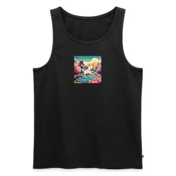 Japanese dog Shiba Inu cherry blossoms Japan - Men's Premium Organic Tank Top - black - Front - AI Model Male 178 light (178cm)