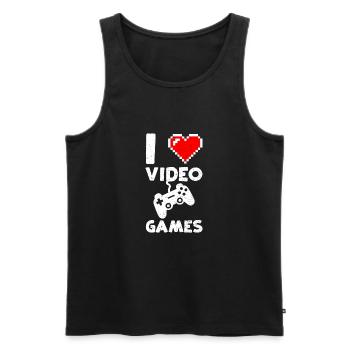 J'aime les jeux vidéo - Jeux - Débardeur bio Premium Homme - noir - Devant - Michal (187cm)
