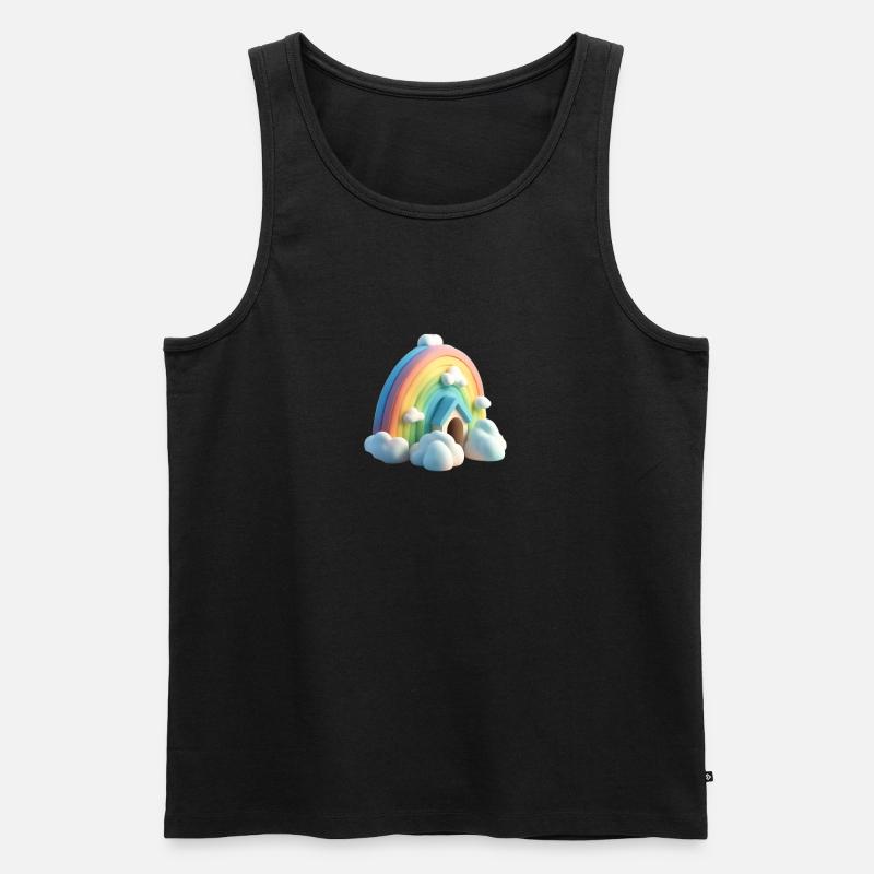 Regenbogen mit Haus - Männer Premium Bio Tank Top - Schwarz