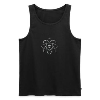 atom - Men's Premium Organic Tank Top - black - Front - AI Model Male 178 light (178cm)