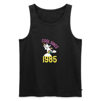 Cool depuis 1985 Dabbing chat 37ème anniversaire - Débardeur bio Premium Homme - noir - Devant - AI Model Male 178 light (178cm)