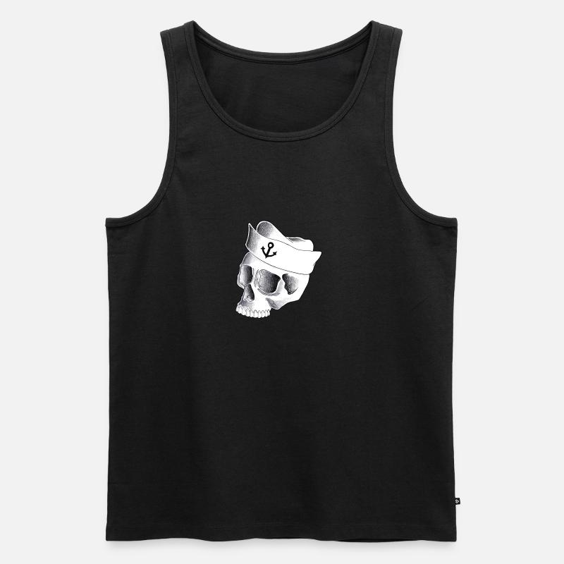 Schädel Sailor - Männer Premium Bio Tank Top - Schwarz