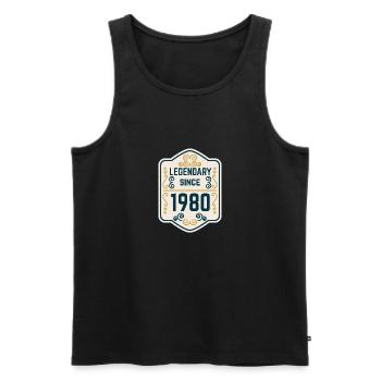 Legendär seit 1980 - Männer Premium Bio Tank Top - Schwarz - Vorne - AI Model Male 178 light (178cm)