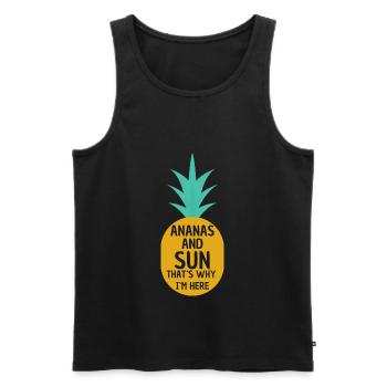Ananas et soleil Pourquoi je suis ici - Ananas - Débardeur bio Premium Homme - noir - Devant - Michal (187cm)