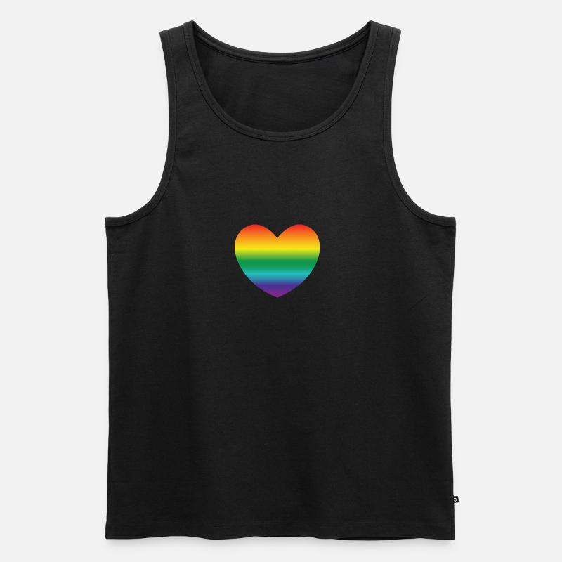 Herz in Regenbogenfarben - Männer Premium Bio Tank Top - Schwarz