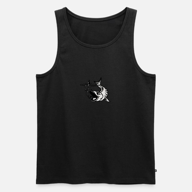 Fisch mit Köder - Männer Premium Bio Tank Top - Schwarz