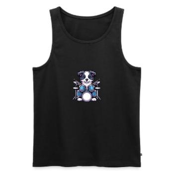 Border Collie batteur chiot Design - Débardeur bio Premium Homme - noir - Devant - AI Model Male 178 light (178cm)