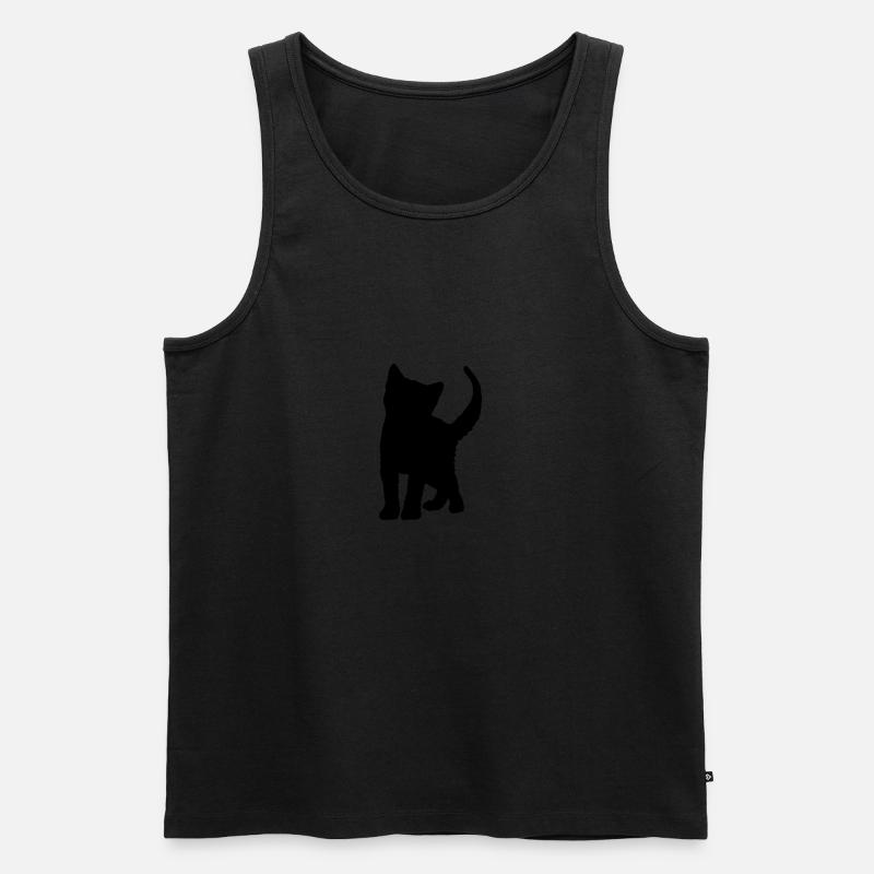 Katze Kätzchen Silhouette schwarz - Männer Premium Bio Tank Top - Schwarz