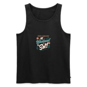 Fried Chicken? My Weekend Is Set! Fun Design - Men's Premium Organic Tank Top - black - Front - AI Model Male 178 light (178cm)