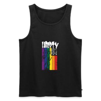Mois de la fierté LGBTQ Liberty avec la Statue de la Liberté - Débardeur bio Premium Homme - noir - Devant - AI Model Male 178 light (178cm)