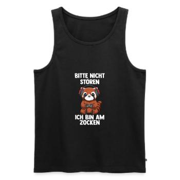 Gaming Kleiner Panda - Computer Spiele Videospiele - Männer Premium Bio Tank Top - Schwarz - Vorne - Michal (187cm)