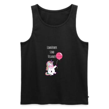 T-Shirt Geschenk Einhörner sind Veganer - Männer Premium Bio Tank Top - Schwarz - Vorne - AI Model Male 178 light (178cm)