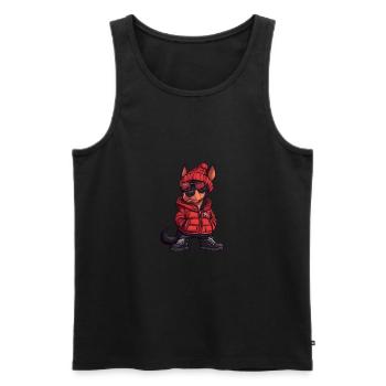 Dobermann Hund Winter - Männer Premium Bio Tank Top - Schwarz - Vorne - Michal (187cm)