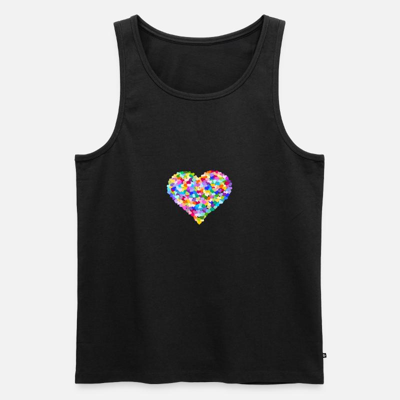 Regenbogen Herz der Herzen - Männer Premium Bio Tank Top - Schwarz