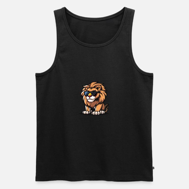 Löwe Cool Tier - Männer Premium Bio Tank Top - Schwarz