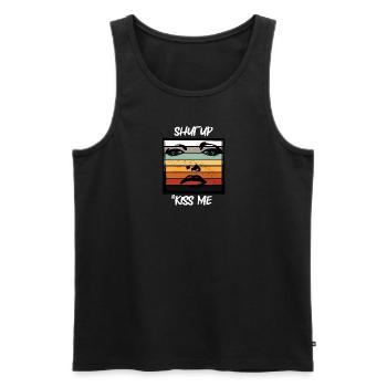 Tais-toi et embrasse-moi face au coucher du soleil - Débardeur bio Premium Homme - noir - Devant - AI Model Male 178 light (178cm)