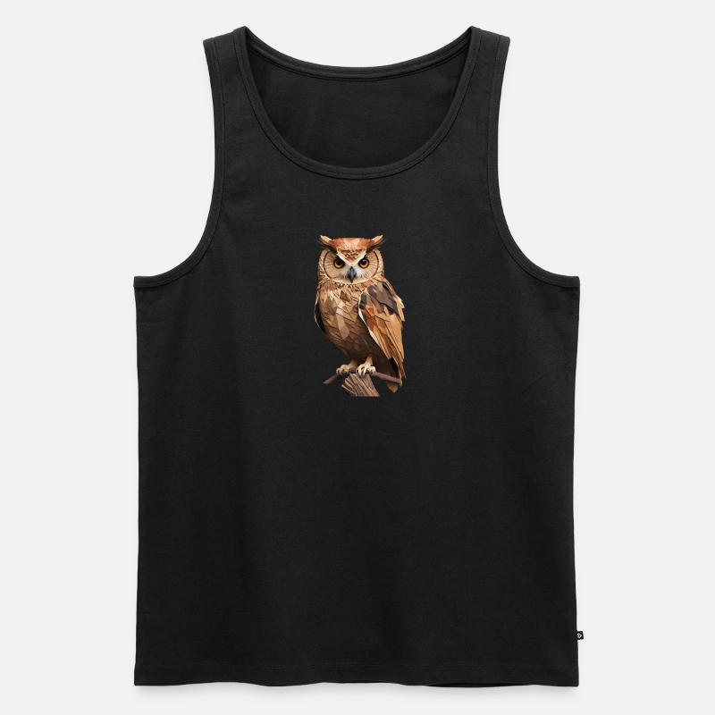 Low Poly Eule - Männer Premium Bio Tank Top - Schwarz