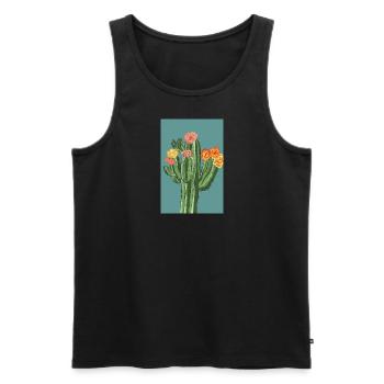 Cactus with flowers - Men's Premium Organic Tank Top - black - Front - Michal (187cm)