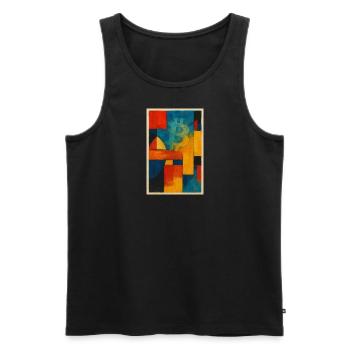 Bitcoin Meets Abstract Art - Men's Premium Organic Tank Top - black - Front - AI Model Male 178 light (178cm)