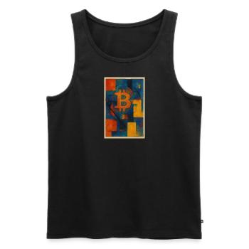 Bitcoin Meets Abstract Art - Men's Premium Organic Tank Top - black - Front - AI Model Male 178 light (178cm)