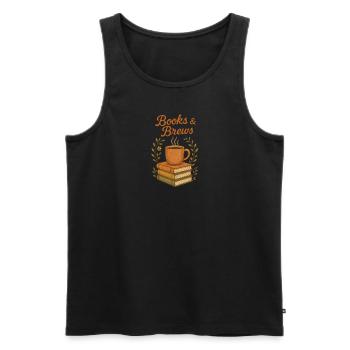Books & Brews Coffee Vibes - Männer Premium Bio Tank Top - Schwarz - Vorne - Michal (187cm)