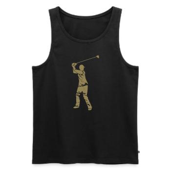 Golf Golfer Silhouette - Weißes Grunge Design - Männer Premium Bio Tank Top - Schwarz - Vorne - Michal (187cm)